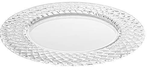 Barski - European Glass - Designed Border - Clear - Charger - Plate - 12.5 Diameter - Made in Europe - Set of 2
