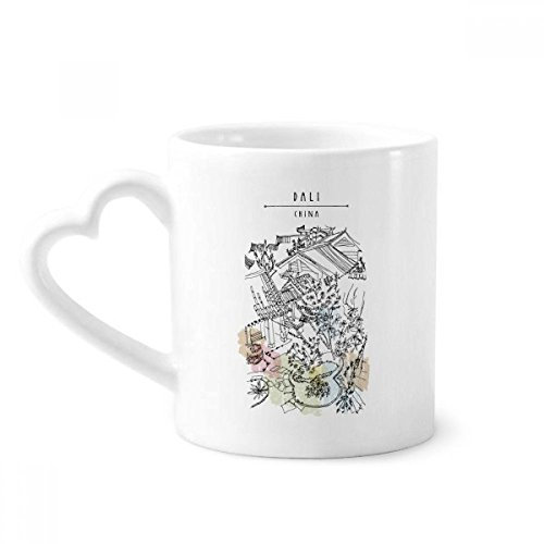 DIYthinker Dali Park Unter Beengt Häusern China Kaffeetasse Keramik Keramik-Schale mit Herzen Griff 12 Unzen Geschenk Mehrfarbig