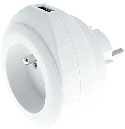 Prise BEWATT avec chargeur USB réversible (blanc) - Watt and Co
