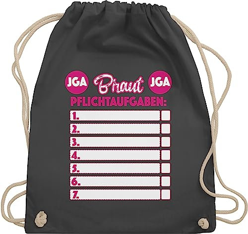 Turnbeutel Rucksack - Junggesellenabschied Frauen - JGA Braut Pflichtaufgaben - Unisize - Dunkelgrau - beutel brauttaschen bachelorette party juterucksäcke aufgaben junggesellinnenabschied outfit