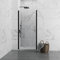Pareti doccia - GME modello OPEN BLACK - Porta apribile Chiusura Profilo Magnete - Profileria Nero Opaco - Vetro con Anti Lime (53,6-57,6 cm)
