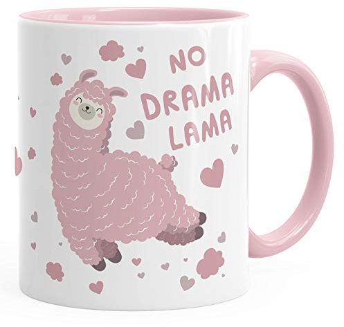 MoonWorks® Kaffee-Tasse Spruch No Drama Lama Tier Motiv rosa Bürotasse lustige Kaffeebecher rosa Keramik-Tasse