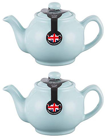Price & Kensington Traditional Ceramic Tea Serving Teapot 2 Cup Pastel Blue (Pack of 2)