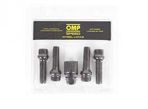 OMP SPEED Set Di 4 Viti Antifurto Cerchi M14X1.5 Lunghezza Filettata 40Mm Forma Conica