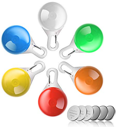 Leuchtanhänger Hund 6er, LED Blinklicht Anhänger für Hundehalsband, Hunde Leuchthalsband, Hundelicht für Hunde Geschirre, Halsband & Leinen, Blinklicht Schulranzen Licht Kinder, Leuchtband 3 Blinkmodi