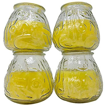 OnlineStreet Citronella Outdoor Scented Tealight Candles, Enclosed in Glass Jars - Yellow-Coloured, Strong Insect/Pest Repellent with Long-Lasting Burning Time for Outdoor/Indoor Use (Pack of 4)