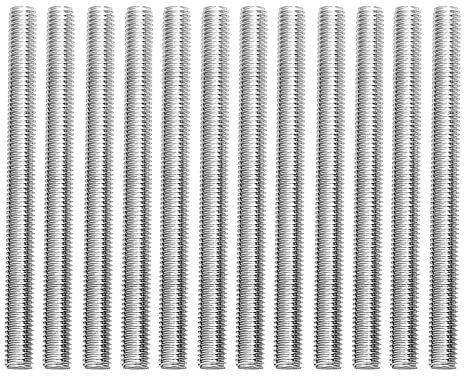 DXiongW 12 Stücke M6 x 10 cm Gewindestangen Edelstahl Volle Gewindestange Bar M6 Gewindestab 100mm 304 Rostfreier Stahl Vollgewinde Stange Silber