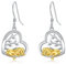 LONAGO Löwen Ohrringe 925 Sterling Silber Lebensbaum mit Süß Löwen Tropfen Ohrring Schmuck für Damen