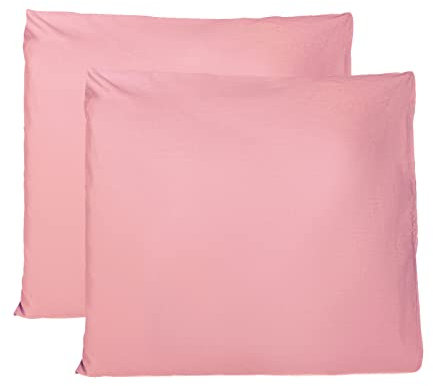 Taie Oreiller 100% Coton 60x60 CM Lot De 2, Taie d'oreiller Rectangulaire 100% Puro Coton avec Fermeture - Rose