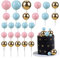 Gyufise 30Pcs Colorful Ball Cake Topper Mini Balloon Cupcake Topper DIY Foam Ball Gold Pink Blue Cake Insert Decoration for Wedding Anniversary Baby Shower Birthday Party Supplies