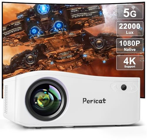 Proyector Bluetooth WiFi 5G, proyector de película para exteriores nativo 1080P con visualización de 300 pulgadas, proyector de video de cine en casa 380ANSI compatible con 4K, proyector de video LED