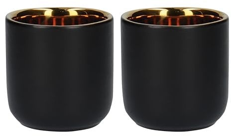 La Cafetière Double Walled Ceramic Espresso Mugs, Set of Two, 70ml, Black, LCDWMUG702PC