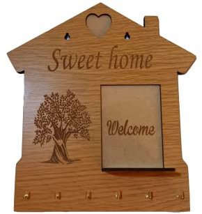 EDURAIT Cuelga Llaves de Pared: Accesorio Elegante y Práctico, Ideal para Hogares y Oficinas, Perfecto Regalo de Casa Nueva. (ROBLE)