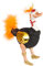 BRUBAKER Strauß mit Fliegerbrille Glitzer und Federn Weihnachtskugel aus Glas - Vogel Christbaumschmuck Figur Lustig Weihnachtsdeko Anhänger - Deko Baumkugel Handbemalt Schwarz Orange