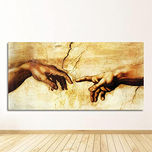 Berühmte Gemälde Erschaffung Adams Hand Gottes Michelangelo Klassische Religion Wandkunst Bilder Poster 60x120cm Rahmenlos