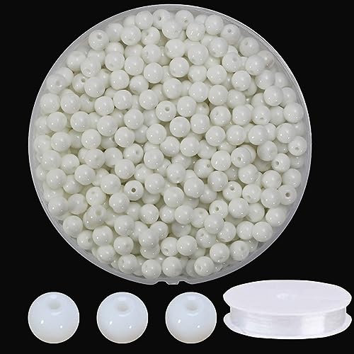 ZHFMLY 600 cuentas de cristal blanco de 6 mm, hechas a mano, redondas, suaves y sueltas, para hacer joyas, #30723
