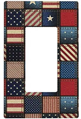 Amerikanische Flagge, Patchwork-Lichtschalter-Abdeckungen, 1-Gang-Wandplatte, Schalter-Wandabdeckung, dekorative Wandpaneele für Dekorschalter