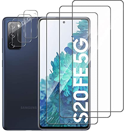 Pcircb [3+3 Pièces Verre Trempé Compatible avec Samsung Galaxy S20 FE 4G/5G vitre protection, 3pcs protection écran et 3pcs Caméra Arrière Protecteur, 9H Dureté, HD