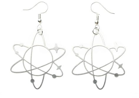 Miniblings Atom Ohrringe Hänger Planeten Schule Chemie Physik Edelstahl silber - Handmade Modeschmuck I Ohrhänger Ohrschmuck versilbert
