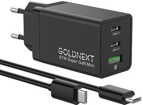 67W USB C Ladegerät GaN PD 65W Netzteil Super Fast Charger PPS Schnellladegerät mit 100W Schnellladekabel für MacBook/Air, iPhone 16 Max/15/14, iPad, Samsung S24/S23 Ultra/S22