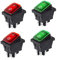 Switian 4 Pièces Interrupteur à Bascule 4 Broches 2 Positions IP67 16A 250V ON-OFF - 2 Rouge + 2 Vert - Mini Commutateur Étanche pour Voiture, Bateau, Électroménage