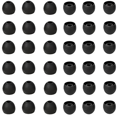 CYADCI 36 Pieces Small Earbud Tips Soft and Comfortable Silicone Earbud Tips Ear Bud Replacement Pieces Silicone Fit Most in-Ear Headphones，Inner Hole 3.8mm -5.5mm，Small Black Replacement Eartips