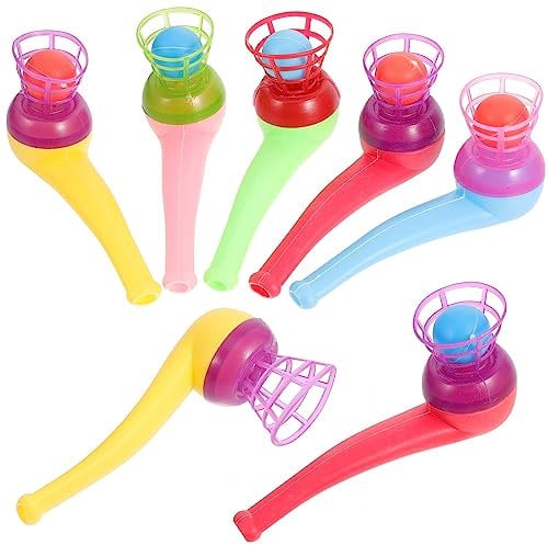 Toyvian 20 Stück Puste Ball Spiel Pustespiel Pfeife Atemtrainer Lungentrainer Pusteball Schwebender Ball Kinderspielzeug für Geburtstag Party Gefälligkeiten Zufällige Farbe