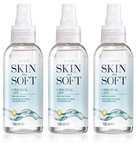 3 x Avon Skin So Soft Dry Oil Spray, Formulated with Jojoba Oil and Vitamin E to Lock in Moisture, 3 x 150ml