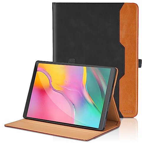 Hülle für Samsung Galaxy Tab A 10,1 Zoll T510/T515 2019 PU Leder Schutzhülle mit Tasche und Stifthalter, Auto Schlaf/Aufwach Funktion Smart Cover mit Stand Funktion - Schwarz