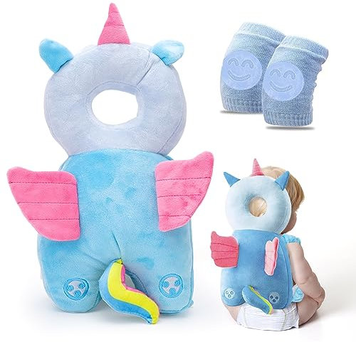 RANJIMA Baby Kopfschutz, Baby Rückenschutz Kissen, Baby Head Schutzpolster,Verstellbarer Babykissen Rucksack,Baby Kleinkind Kopfschutz mit Knieschoner,Babykopfschutz für Kinder Krabbeln Laufen Lernen