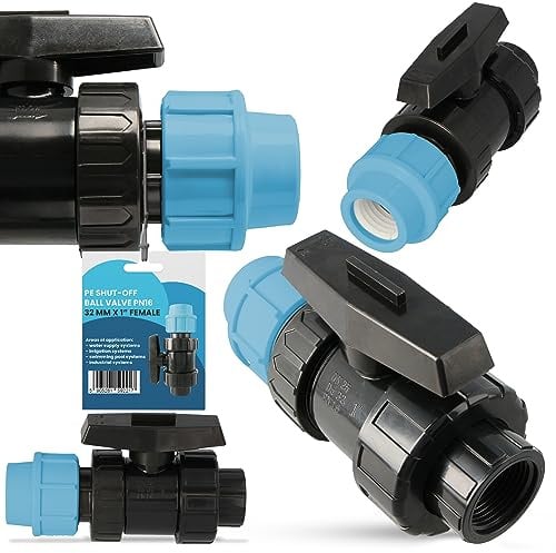 Instalguru PE-Rohr Absperrhahn Kugelhahn PN16 32x1 IG Wassersysteme Garden Bewässerung Pe-Absperrventil Wasserregelventil Bewässerungsrohr-Kupplung PE-Schläuchen