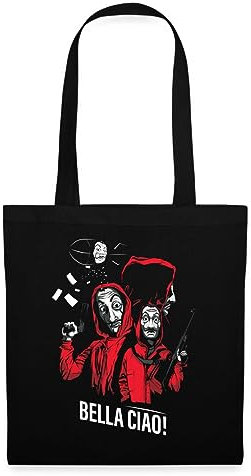 Spreadshirt Haus des Geldes - La Casa De Papel - Bella Ciao! Stoffbeutel, One Size, Schwarz