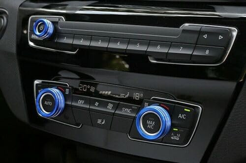 PKW-Butler Blende 3x Passend für BMW 1er 2er 3er X1 X2 Blau Alu Radio Regler Knopf Rahmen
