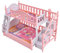 Baoblaze Doll House Furniture Dollhouse Accessories DIY Scene 1/6 with Cabinet Ladder Pink Double Bed Doll Bed for Children Boys