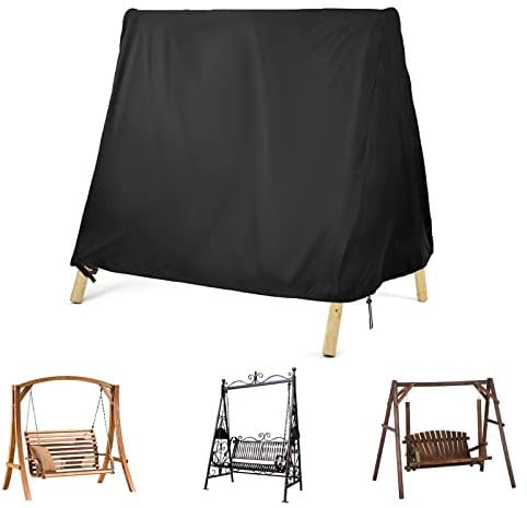 Elegoro Hollywoodschaukel Abdeckung,Wasserfest Abdeckungen Hollywoodschaukeln,HäNgemattenschaukel Abdeckung Spitzdach Wasserdichtes Gewebe SchutzhüLle FüR Hollywoodschaukel (211x124x167cm)