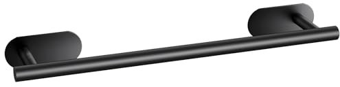 JiGiU Porta Asciugamani Bagno 43CM Autoadesivo -Porta Salviette in Acciaio Inox Impermeabile per Camera Bagno Cucina-Nero