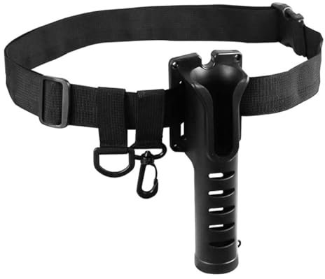 ZONADAH Angelrutenhalter mit Gürtel, verstellbare Taille, Angelrutenhalter, Angelruten-Stangeneinsetzer, Ausrüstung, Tackles, Zubehör, schwarzer Fischruten-Klappständer