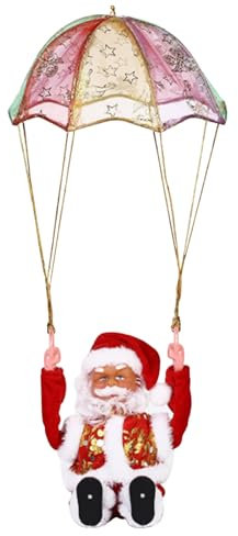 Père Noël Électrique Grimpant Sur Corde,Parachute,Père Noël Électrique Mignon,Dessin Animé Suspendu,Jouets De Père Noël Avec Musique,Décorations De Noël Pour Enfants,Cadeau De Noël,Sans Batterie