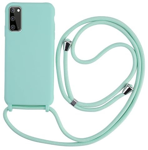 Keteen handyband hülle für Samsung Galaxy S20 Handyhülle mit Band Slim Silikon S20 hülle mit Abnehmbar Kordel Stossfest Bumper Cover zum Umhängen Necklace Handyhülle für Samsung S20-Hellgrün