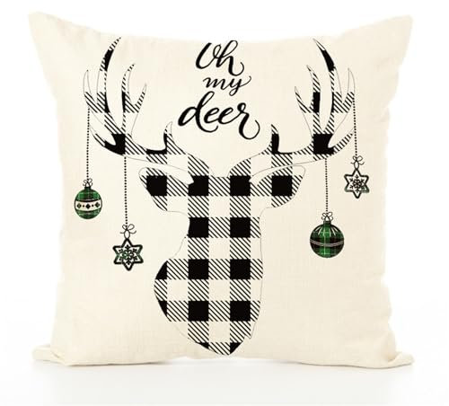 KATIAK Kissenbezug Weihnachtskissenbedeckung Nordic Plaid Leinenkissenabdeckung 2 Pcs-H-45 * 45 cm