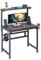 TREETALK Gaming Desk,80CM Industrial Writing Desk with Height Adjustable Monitor Stand to 5 Position(84.5-120cm), PC Laptop Workstation with Cupholder and Headphone Hook for Home Office Black
