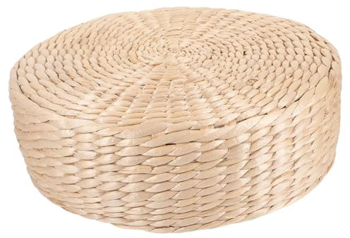 Cabilock Coussin futon en Paille Tapis de Sol Pouf de Rond Coussin de Sol Rond Tapis extérieur Coussin de Sol pour Chambre Coussin de siège tissé de quenouille literie étage Tatami