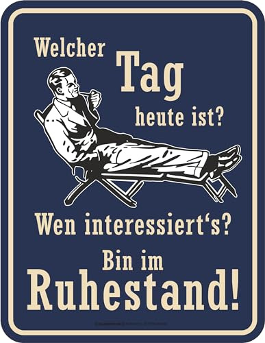 Deko Blechschild zur Rente: Bin im Ruhestand