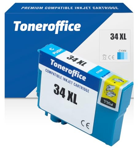 34 Druckerpatrone XL kompatibel mit Epson T3472 34 XL Druckerpatronen Cyan für Epson Workforce Pro 3720 3725 (ca. 950 Seiten)