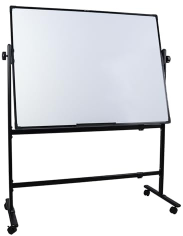 Double-Sided Magnetic Mobile Whiteboard Dry Erase Board with Black Markers, Eraser, Magnets & Marker Tray and Rolling Stand for School Office and Home (120x90)