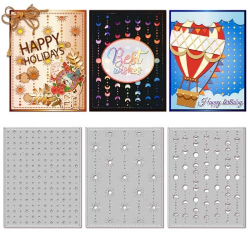 GLOBLELAND 3 Stück Sonne Mond Sterne Hintergrund Stanzformen Für Kartenherstellung, Metallstanzformen, Stanzformen, Vorlage, DIY, Scrapbooking, Prägung, Papier, Album, Basteln, Dekor