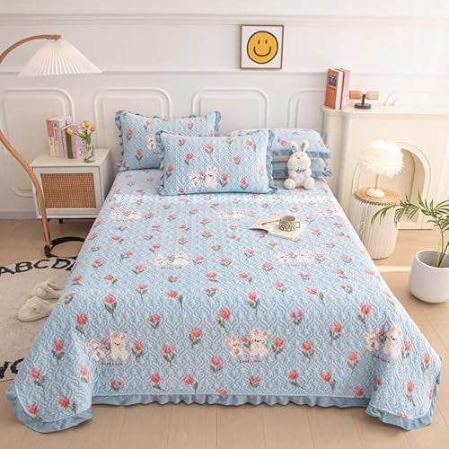 Generisch Tagesdecke 90x200 cm Stepp Bettüberwurf Cartoon Geometrie Blumen Tier Muster Blech Kinder gesteppt Baumwollfüllung Bettdecke Stepp Decke Blatt für Schlafzimmer Kinderzimmer Teenager