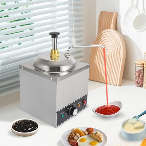 Distributeur de sauce électrique en acier inoxydable avec pompe, distributeur de chocolat, réchauffeur, 2.1QT, chauffe-sauce à une tasse pour chocolat, crème, sauce soja