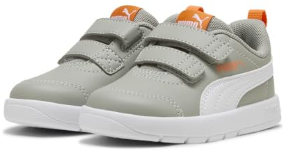 Puma COURTFLEX V3 V INF, Unisex Sneaker, Smokey Gray-Puma White-ORANGE GLO,