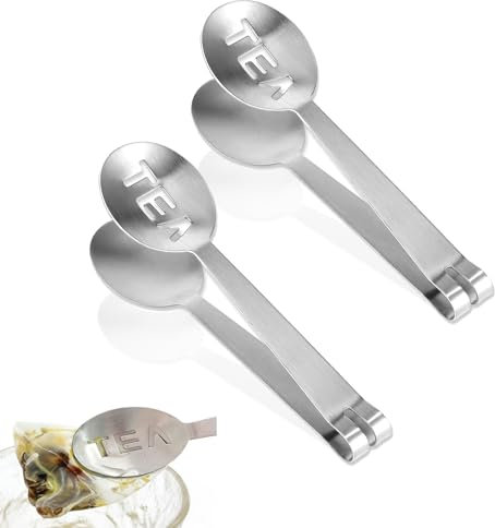 2 Pack Stainless Steel Tea Bag Squeezer Tongs - Non-Slip Grip Teabag Clips for Ice/Sugar Cubes, Durable Tea Accessories with Easy Clean, Rust-Proof Design for Tea Lovers